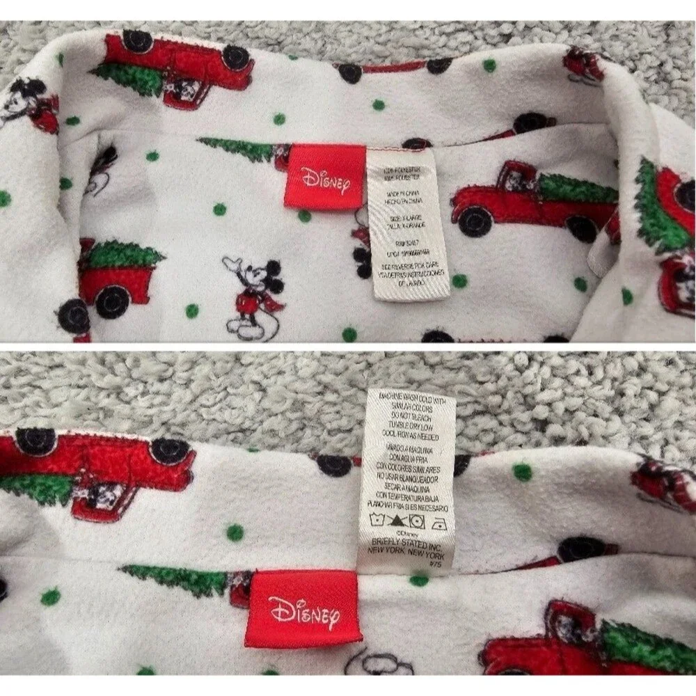 Disney Mickey Mouse Flannel Pajamas 2 Piece Red Truck Christmas Tree Womens XL